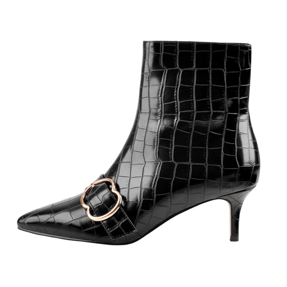 Onlymaker Pointed Toe Stone Pattern Kitten Heel Single Strap Booties EU 42/US 11 - Picture 2 of 16